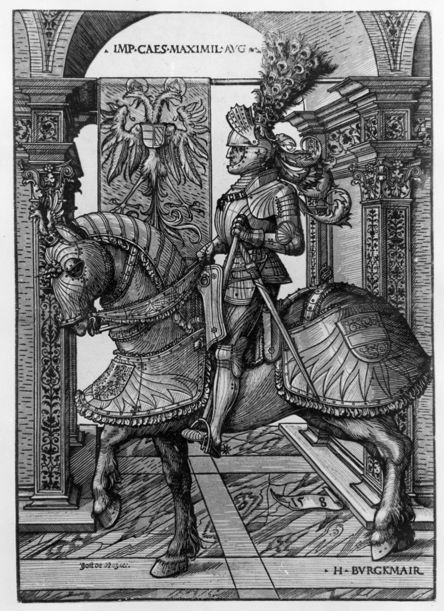 马克西米利安一世（1459-1519）c.1508的马术肖像 作者 汉斯·伯格克米尔