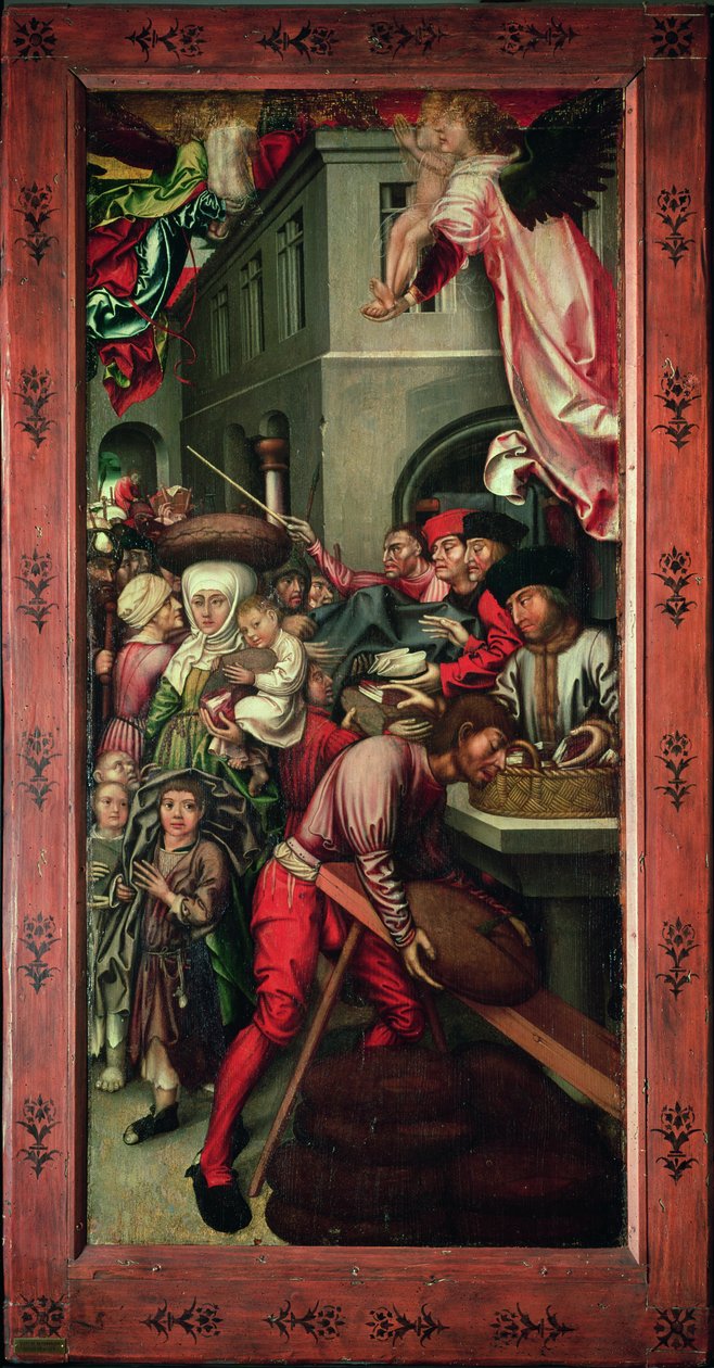 Bugnon Altarpiece：描绘慈善事业的右手小组，c.1507 作者 汉斯·弗里斯