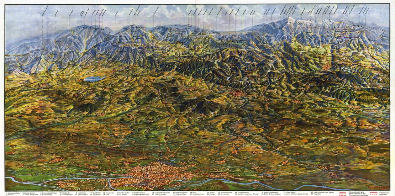 下西里西亚和Sudetes全景 作者 汉斯·霍尔扎普菲尔（Hans Holzapfel）