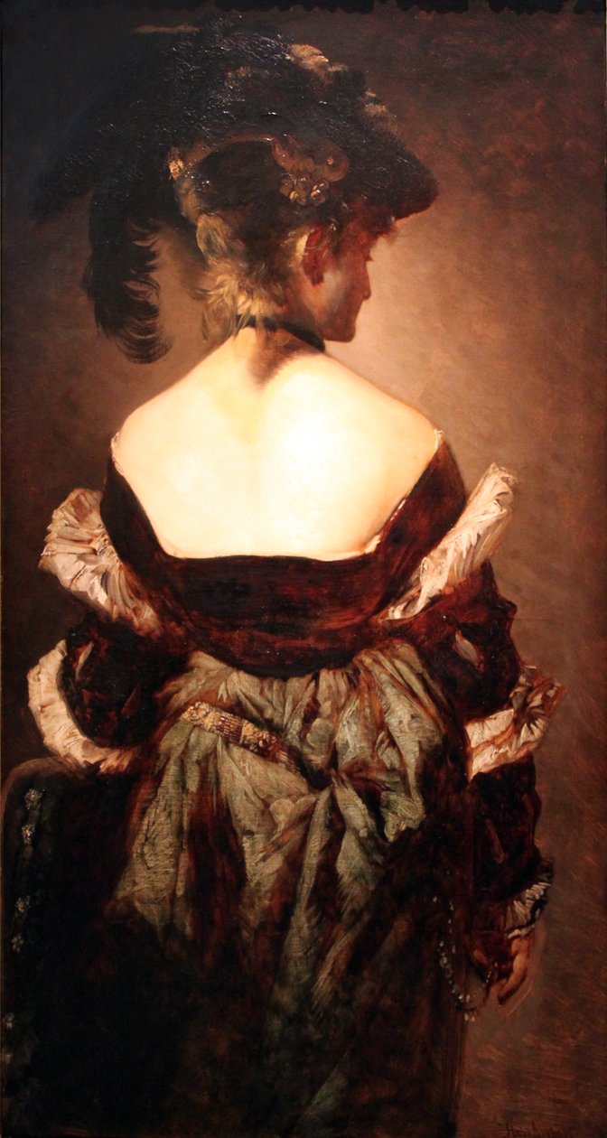 羽毛帽子的女士 作者 汉斯·马卡特（Hans Makart）