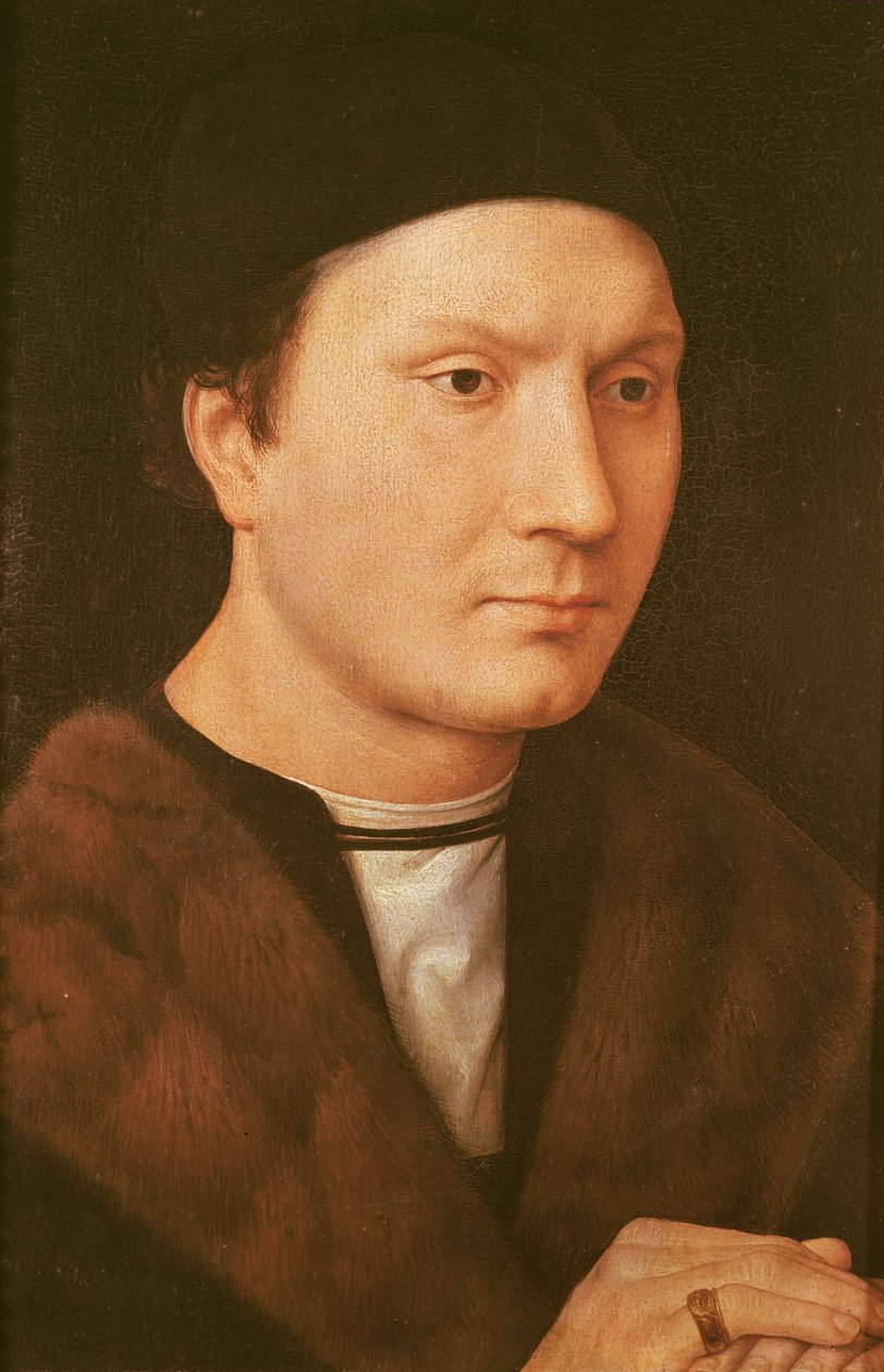 一个不知名男子的肖像，c.1480-90（橡木油） 作者 汉斯·梅姆林