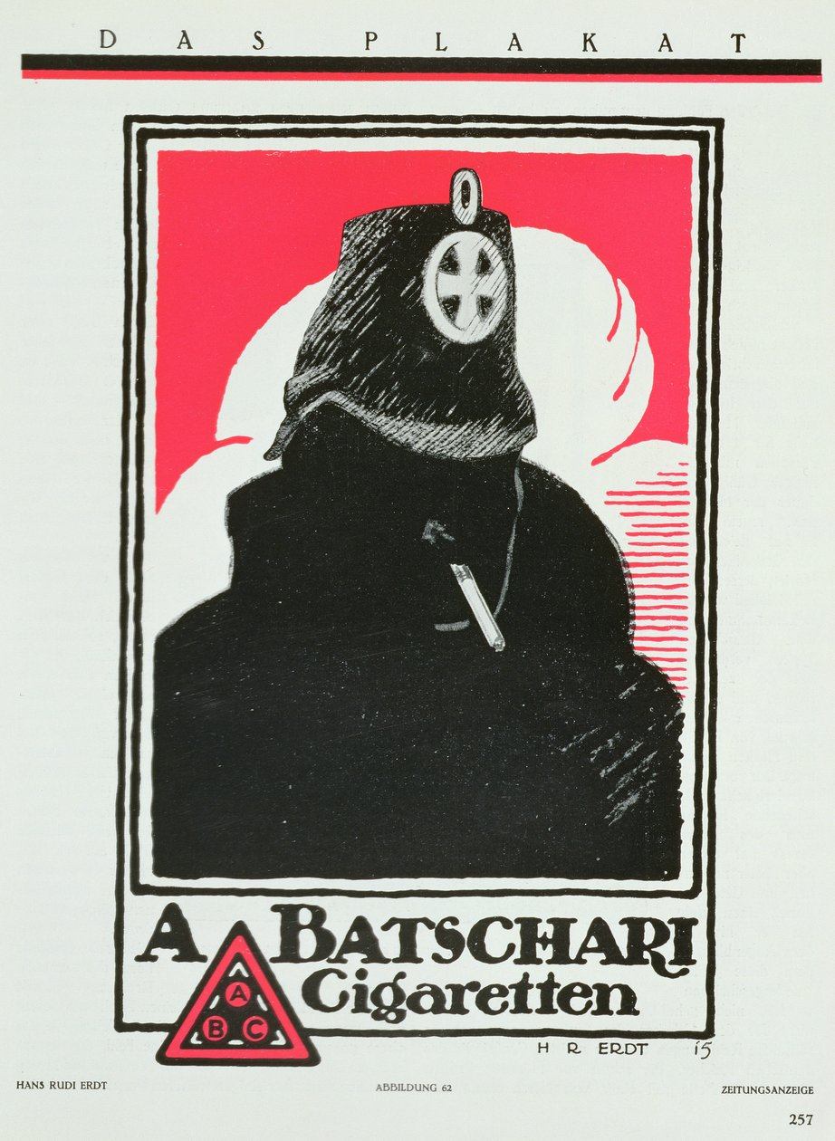 A. Batschari Cigarettes的广告，来自&39;Das Plakat&39;，德国海报艺术收藏品，1915年 作者 汉斯·鲁迪·埃特