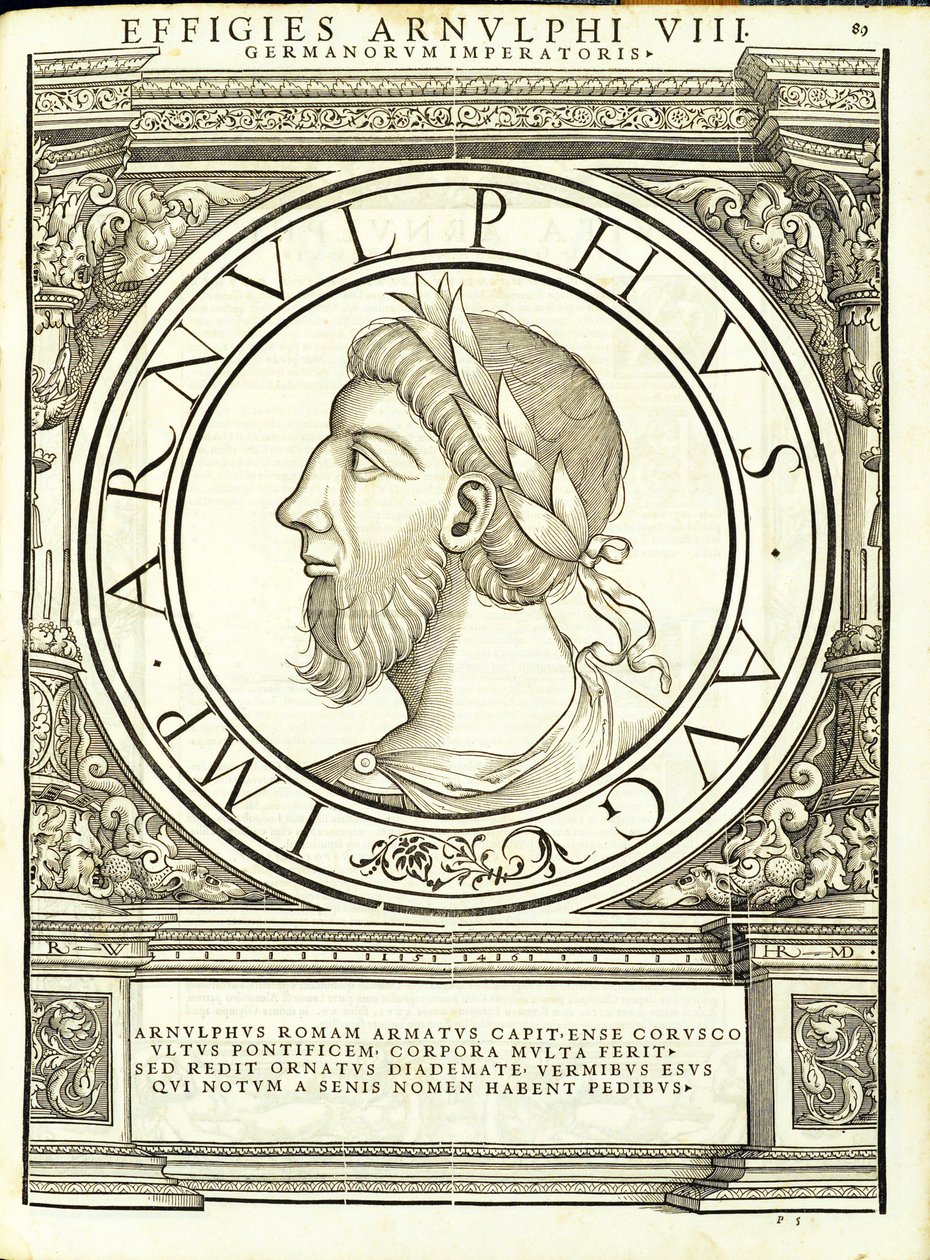 阿努尔夫，从东，西鲁道夫Wyssenbach，由Andreas盖斯纳，苏黎世，155印古钱币，雕刻最真实的图像的罗马皇帝 作者 汉斯·鲁道夫·曼努埃尔·德意志