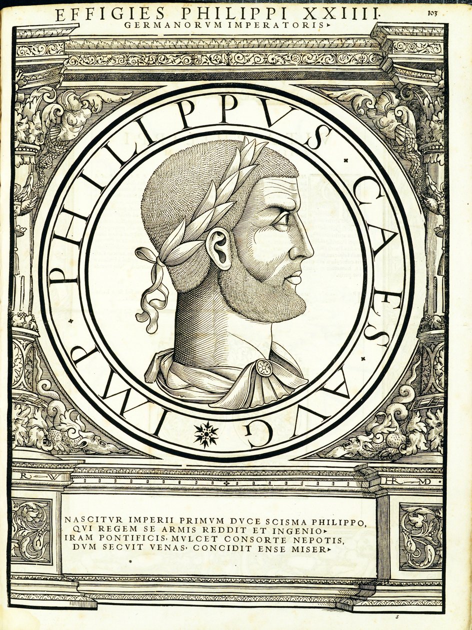 东，西鲁道夫Wyssenbach，由Andreas盖斯纳，苏黎世，155印古钱币，雕刻最真实的图像的罗马皇帝菲利普插图 作者 汉斯·鲁道夫·曼努埃尔·德意志