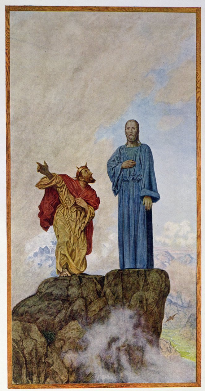 基督的诱惑，来自&39;Festkalender&39;的插图，发表在莱比锡c.1910 作者 汉斯·托马