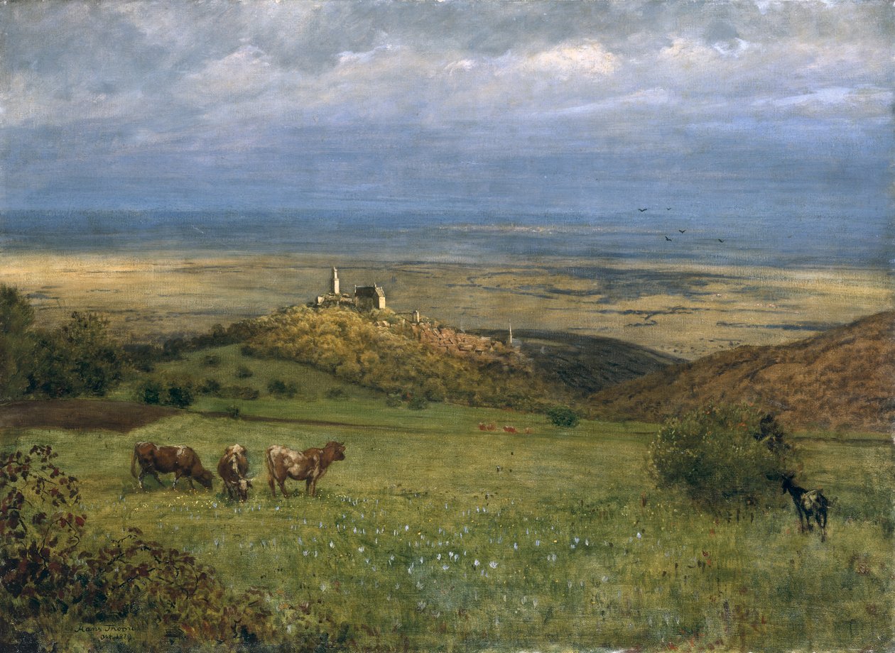 观点的Kronberg在Taunus，德国，1879年 作者 汉斯·托马