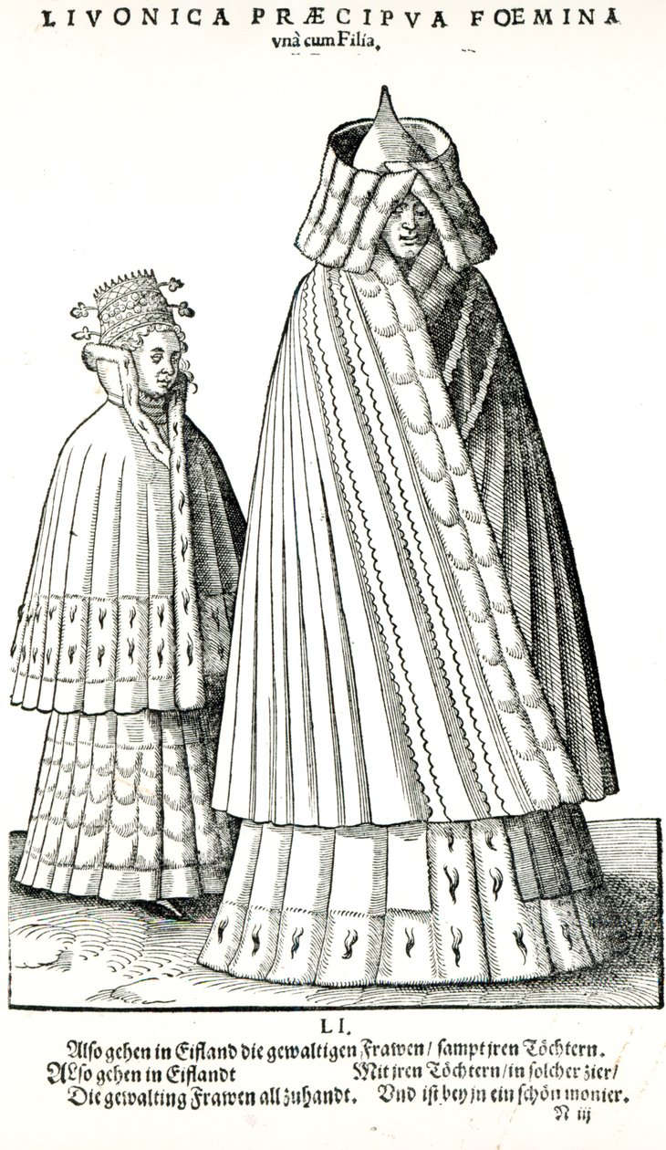 Livonian贵妇和她的女儿的服装，1577年 作者 汉斯·韦格尔