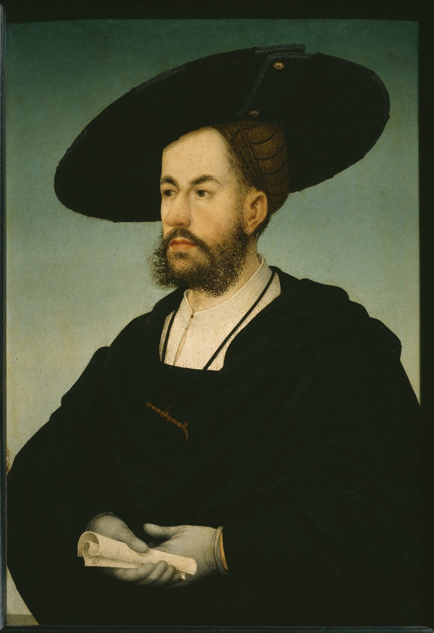 Anton Fugger的肖像，c.1500-29（石灰油面板） 作者 汉斯或约翰画家