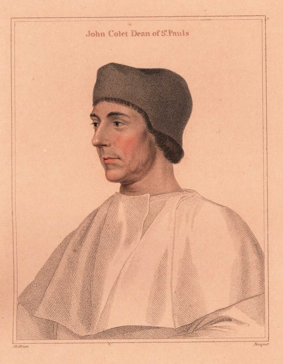 约翰·科莱 (John Colet)，圣保罗大教堂院长，1812 年（雕刻） 作者 汉斯（后）小霍尔拜因