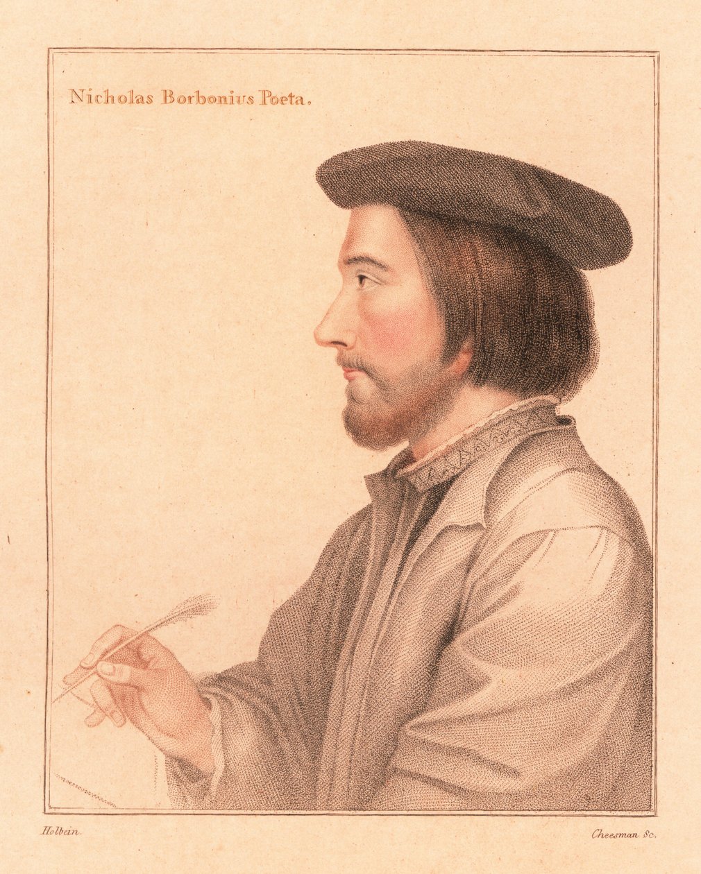 尼古拉斯·博博尼乌斯 (Nicholas Borbonius)，拉丁诗人和导师，1812 年（版画） 作者 汉斯（后）小霍尔拜因