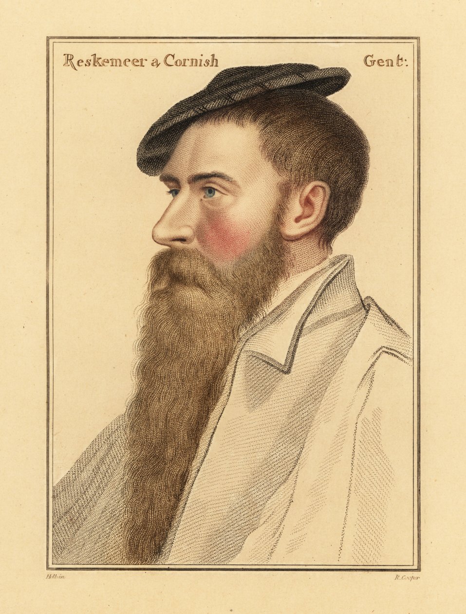 威廉·雷斯基默（William Reskimer），亨利八世国王的朝臣。 ,1812（雕刻） 作者 汉斯（后）小霍尔拜因