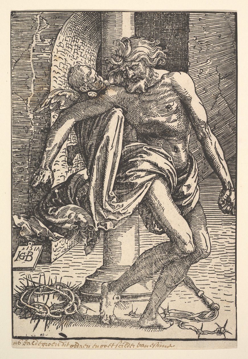 基督与酷刑工具得到小天使的支持，1517年。 作者 汉斯·鲍登