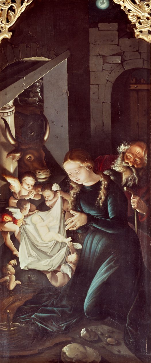 汉斯-巴尔东（Hans Baldung，1484或1485-1545）创作的《耶稣诞生》，弗赖堡大教堂的祭坛画。 作者 汉斯·巴尔登·格里恩