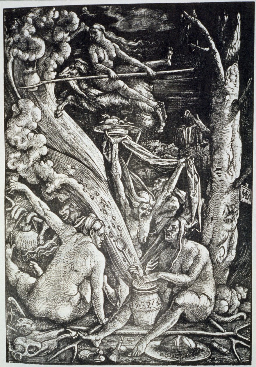在安息日的女巫，在Hans Baldung Grien之后，在19世纪末出版的魔术史中进行了描述 作者 汉斯·巴尔登·格里恩