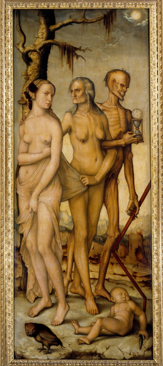 一个年轻的女人，一个老人和一个拿着沙漏的骷髅。 Hans Baldung dit Grien (1484-1545) 1540 Dim 的绘画。 1,51 x 0,61 m 马德里，普拉多博物馆 作者 汉斯·巴尔登·格里恩