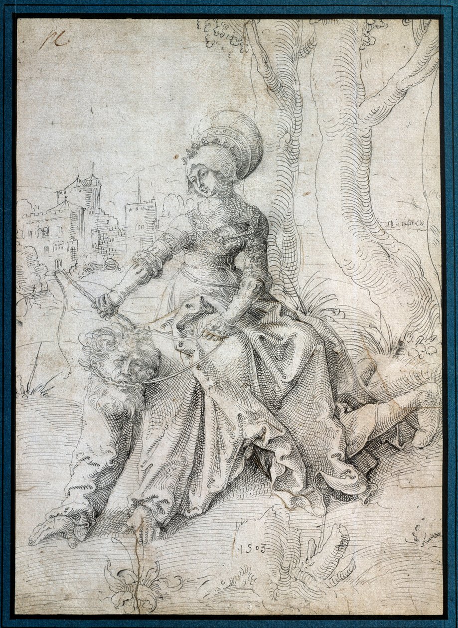 The woman riding the man: Phyllis sitting on the back of Aristotle who walks on all fours. Drawing by Grien Hans Baldung (1484-1545) Ec. All. 作者 汉斯·巴尔登·格里恩