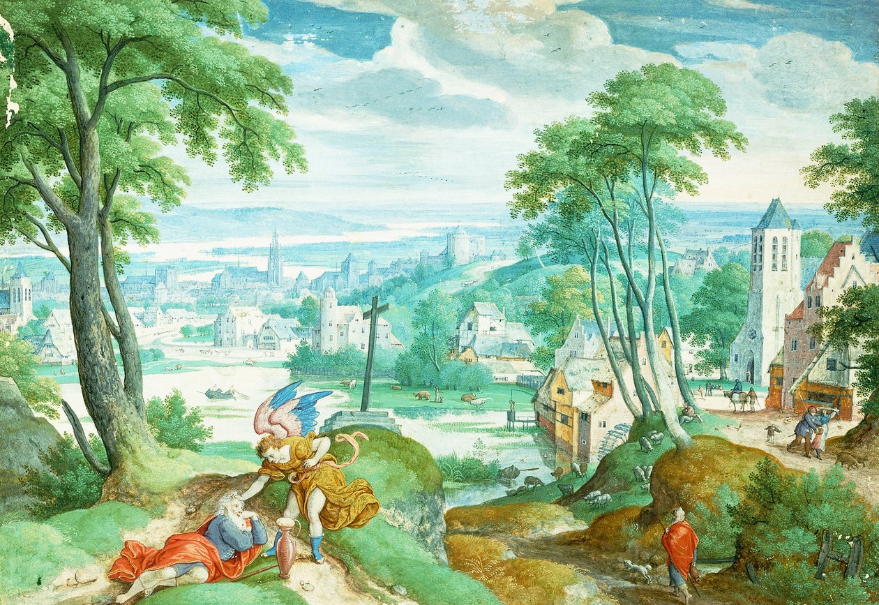 以利亚与天使，1583年 作者 汉斯·波尔