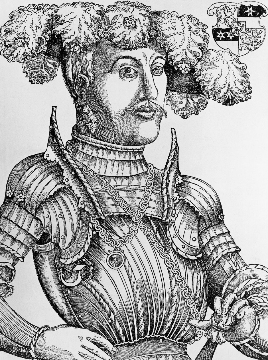 汉斯-布罗萨默（Hans Brosamer，1495-1554 年）雕刻的黑森州大公菲利普一世肖像（1504-1567 年）。 作者 汉斯·布罗萨默