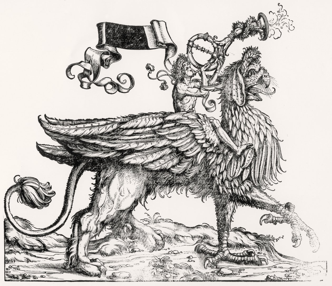 安装的格里芬，来自Maximilians Triumphal Procession，1516-18-18 作者 汉斯·伯格克米尔