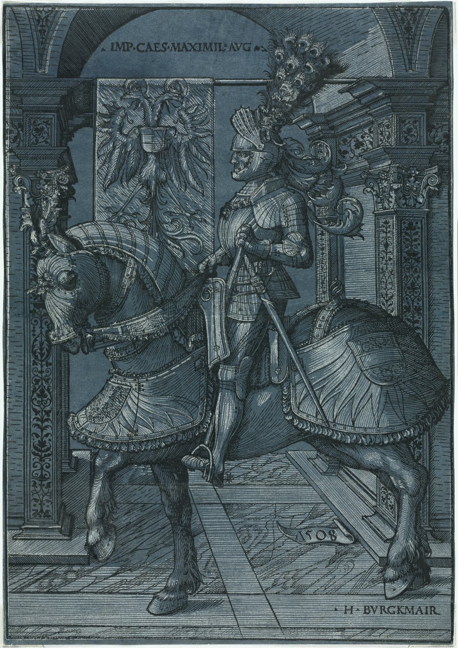 马克西米利安皇帝的马术肖像，1508年。 作者 汉斯·伯格克米尔