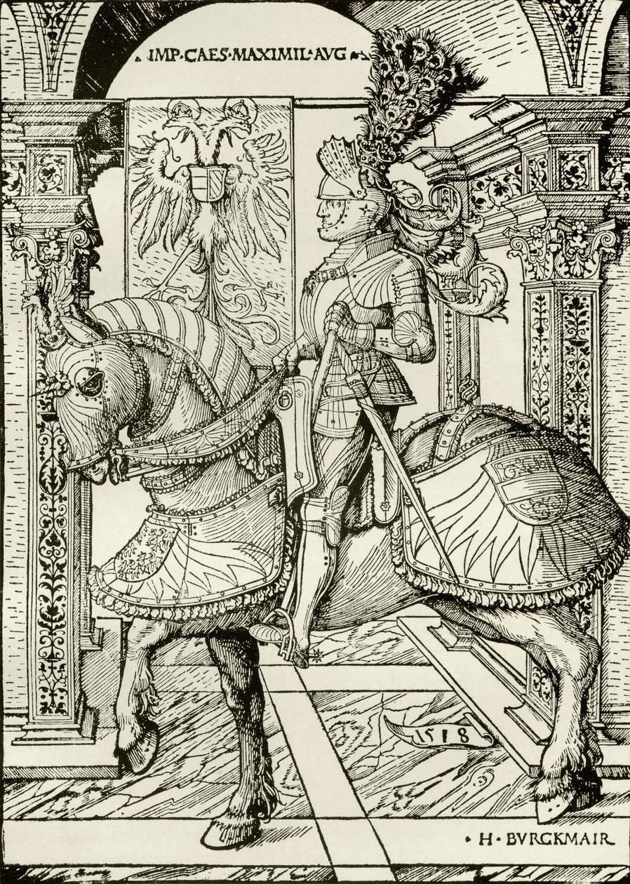 Habsburg的Maximilian I，来自Alfred Whitman撰写的“The Print-Collector&39;s Handbook”，由George Bell und Sons出版，1901年 作者 汉斯·伯格克米尔