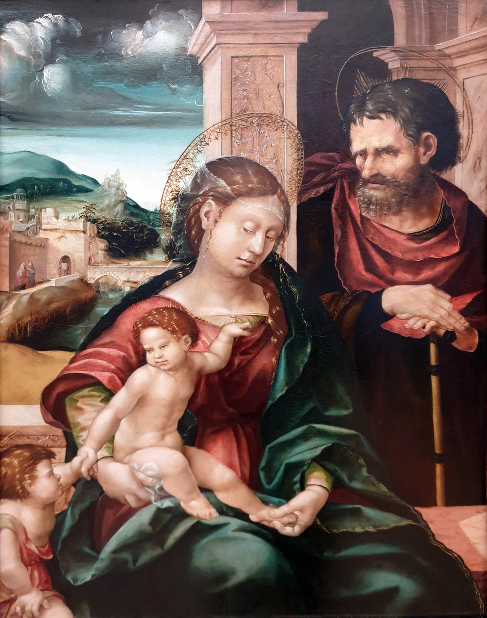 德语：Die Heilige Familie mit dem kleinen Johannes 圣洁家庭与施洗者圣约翰的童年时代 作者 汉斯·布尔格米尔（Hans Burgkmair）