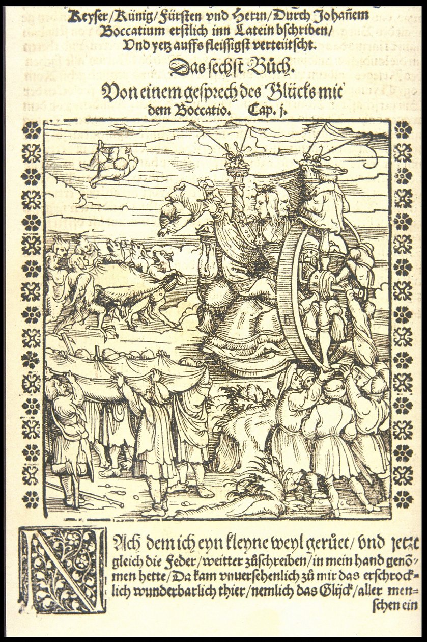 命运之轮，约1545年。 作者 汉斯·布尔格米尔（Hans Burgkmair）