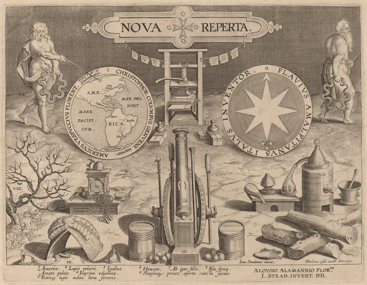 新发现》（Nova Reperta）的扉页 作者 Hans Collaert the Younger 在 Jan van der Straet 之后