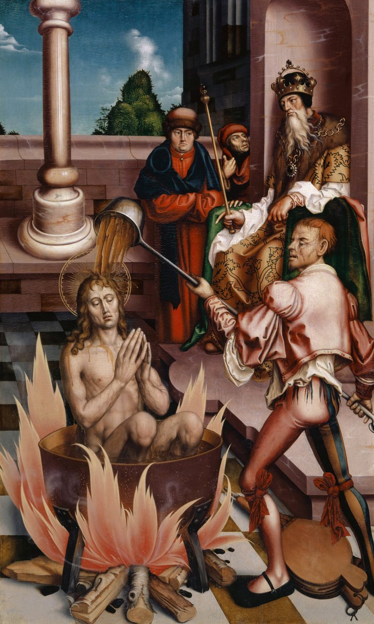 圣约翰福音传教士在大锅中，1514年 作者 汉斯·弗里斯