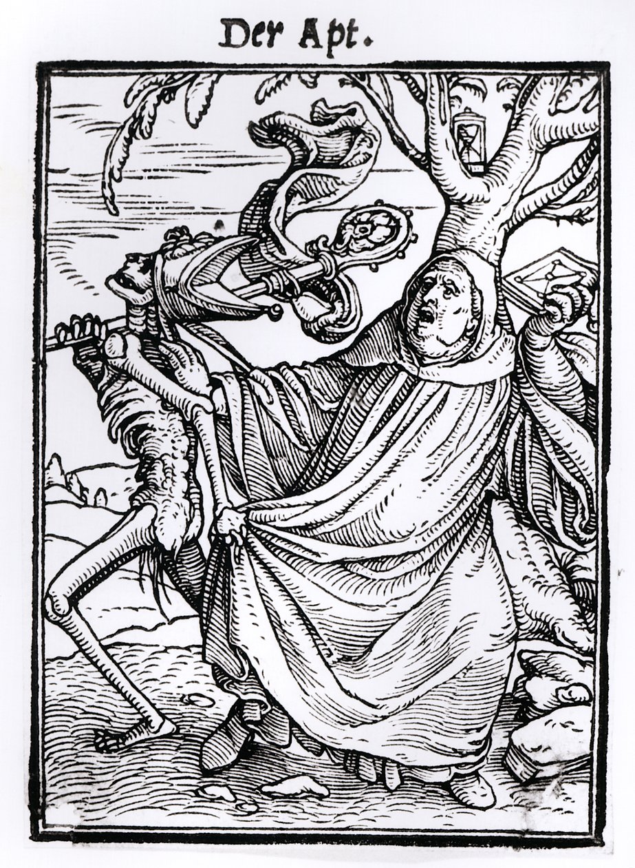 死亡和方丈，来自“死亡之舞”，由Hans Lutzelburger雕刻，第1538页 作者 小汉斯·霍尔拜因