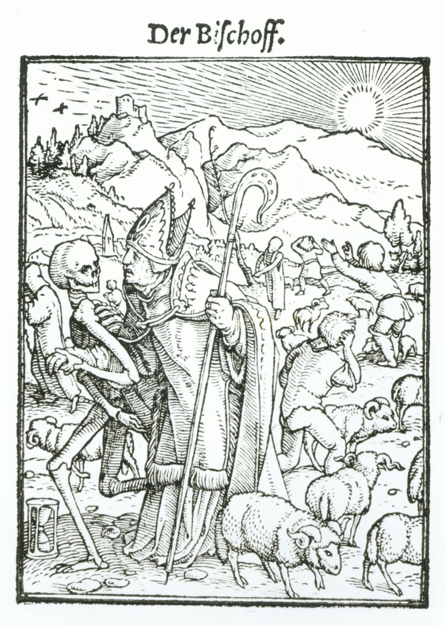 死亡和主教，来自“死亡的舞蹈”，由Hans Lutzelburger雕刻，第1538页 作者 小汉斯·霍尔拜因