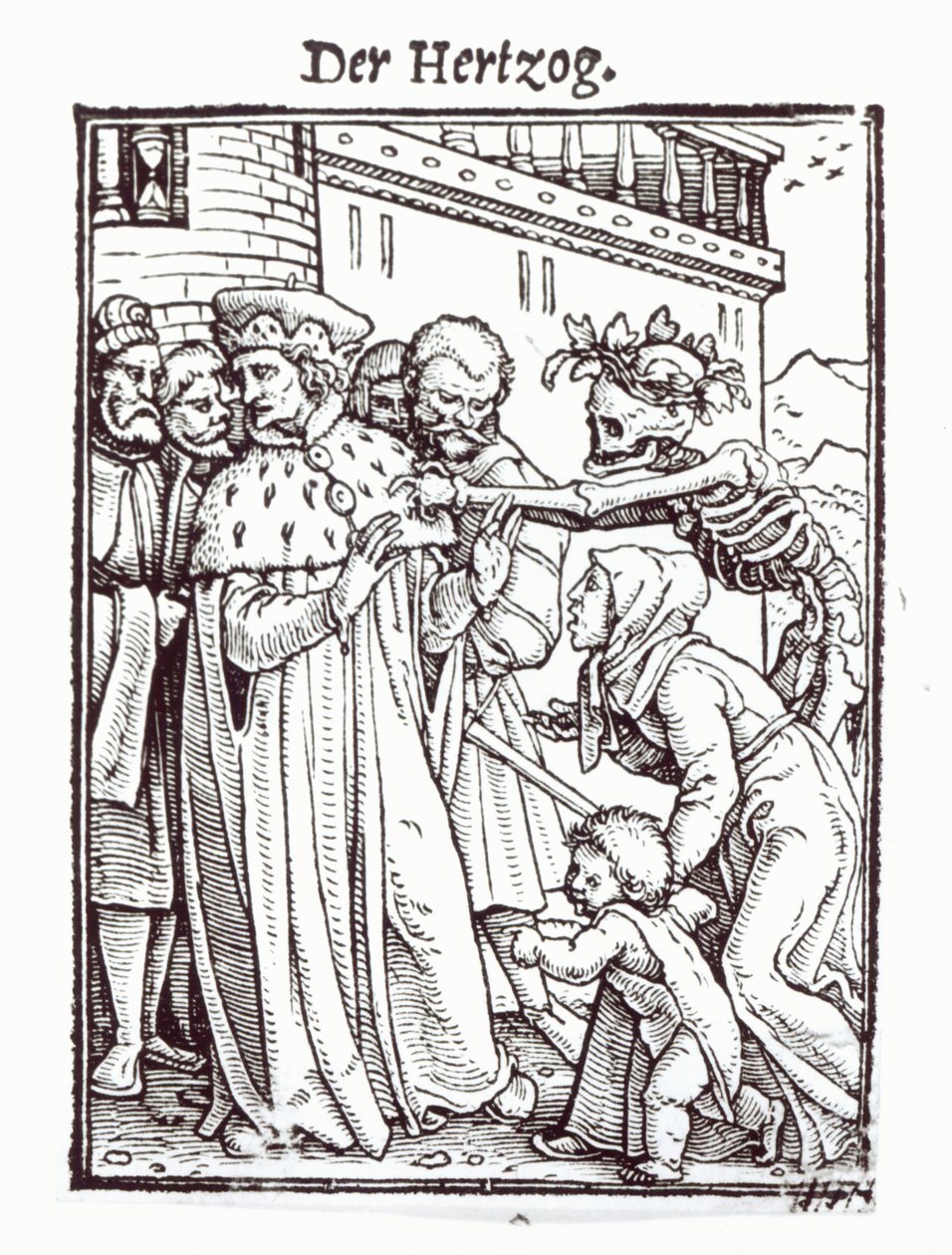 死亡和公爵，来自“死亡的舞蹈”，由Hans Lutzelburger雕刻，第1538页 作者 小汉斯·霍尔拜因