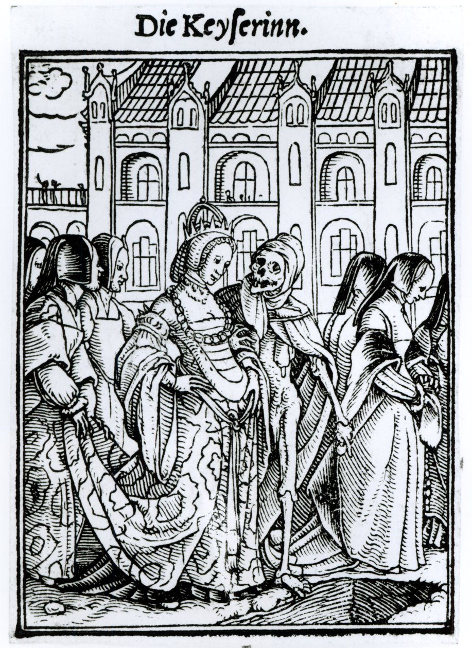 死亡与女皇，来自&39;死亡之舞&39;，由Hans Lutzelburger雕刻，第1538页 作者 小汉斯·霍尔拜因