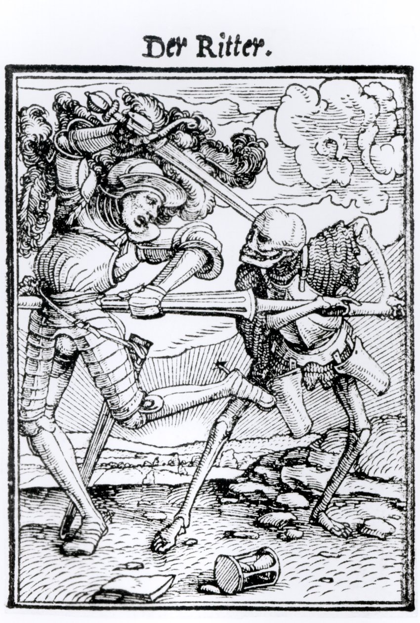 死亡和骑士，来自&39;死亡之舞&39;，由Hans Lutzelburger雕刻，第1538页 作者 小汉斯·霍尔拜因