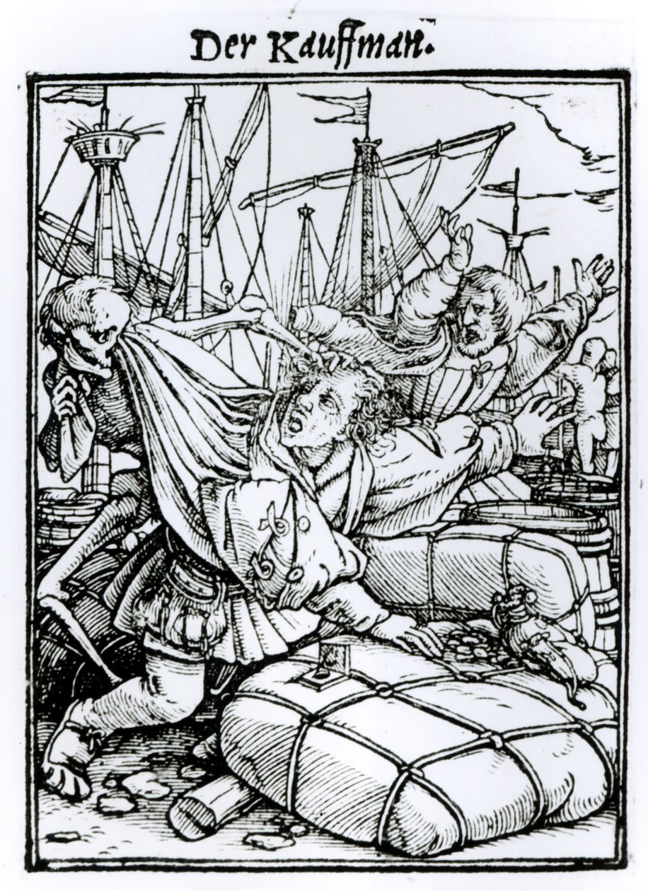 死亡和商人，来自“死亡之舞”，由Hans Lutzelburger撰写，第1538页 作者 小汉斯·霍尔拜因