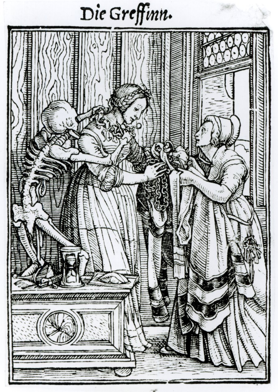 死亡和女主人，来自“死亡之舞”，由Hans Lutzelburger雕刻，第1538页 作者 小汉斯·霍尔拜因