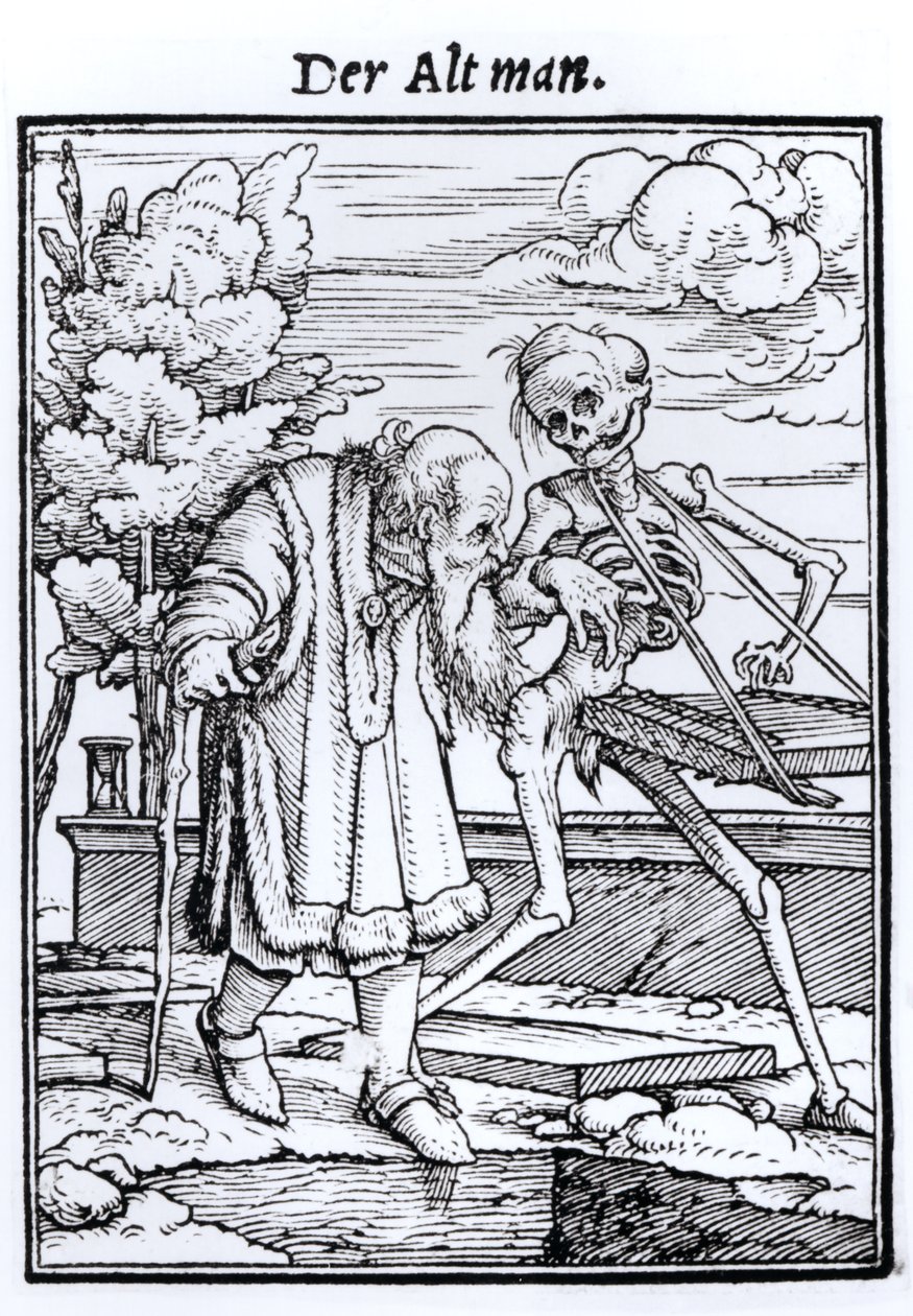 死亡和老人，来自“死亡的舞蹈”，由Hans Lutzelburger雕刻，第1538页 作者 小汉斯·霍尔拜因