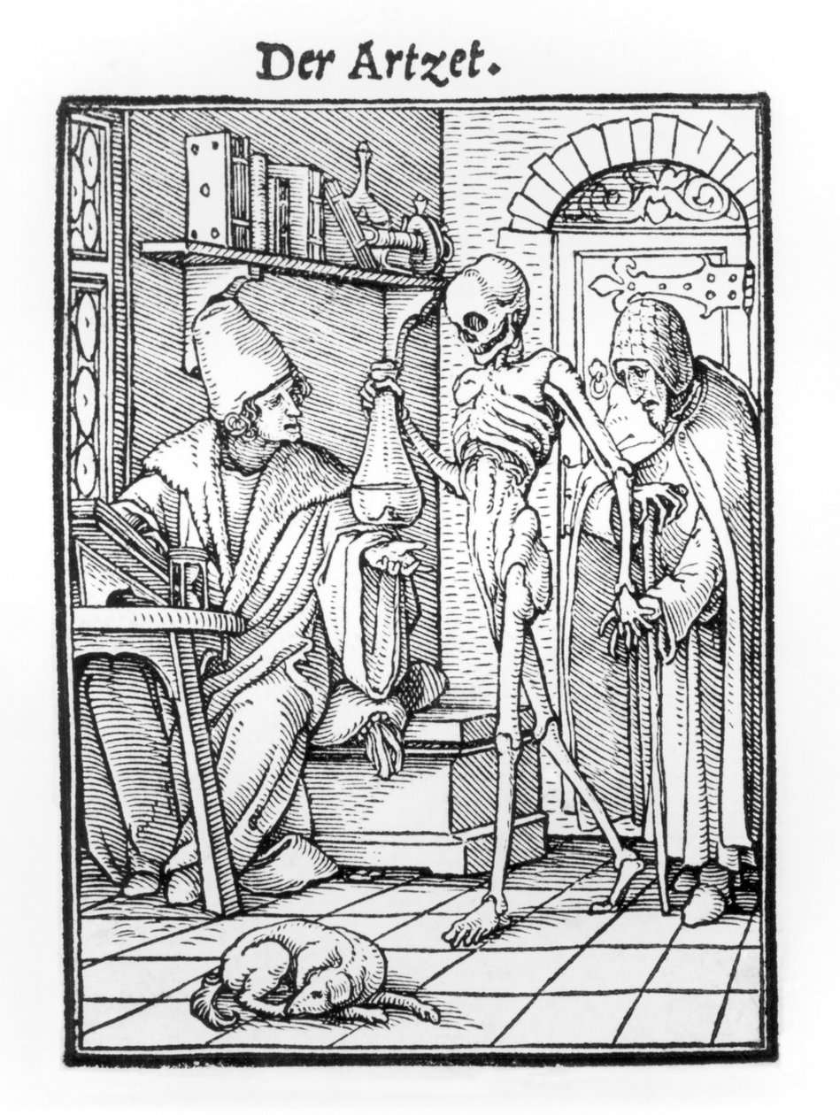 死亡和医师，来自“死亡之舞”，由Hans Lutzelburger雕刻，第1538页 作者 小汉斯·霍尔拜因