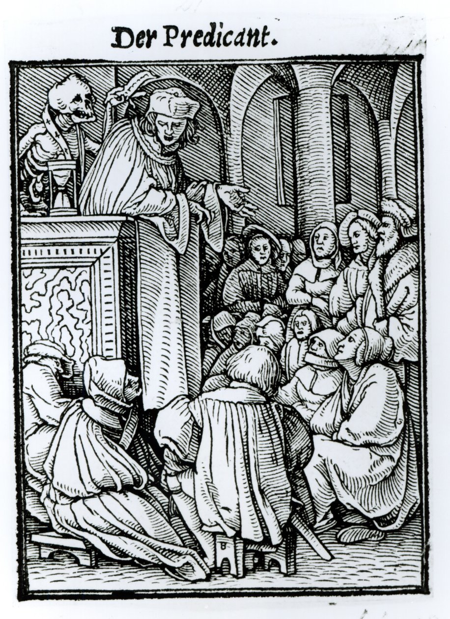 死亡和传教士，来自&39;死亡之舞&39;，由Hans Lutzelburger雕刻，第1538页 作者 小汉斯·霍尔拜因