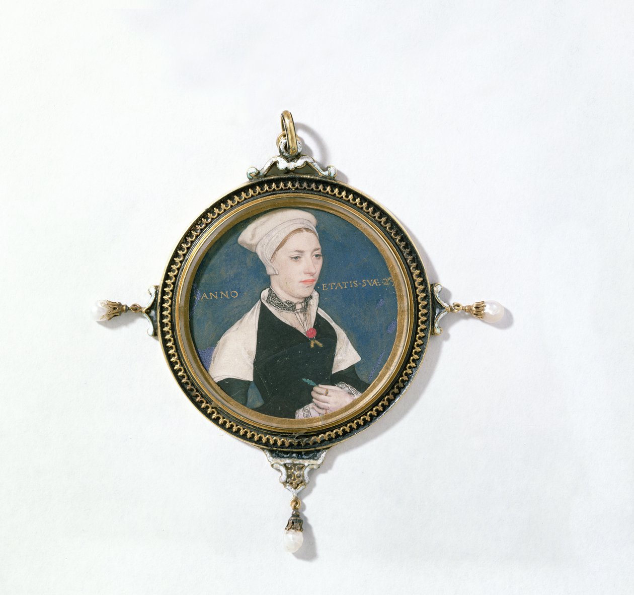Jane Small，前身为Robert Pemberton夫人，1540年（在纸牌上装有牛皮纸上的wc）（细节14732） 作者 小汉斯·霍尔拜因