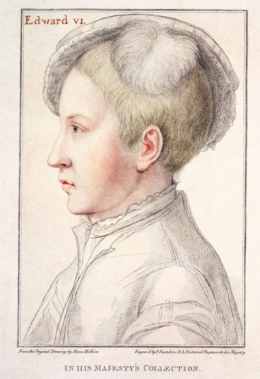Edward VI（1537-53）的肖像由Francesco Bartolozzi（1727-1815）1796年雕刻 作者 小汉斯·霍尔拜因