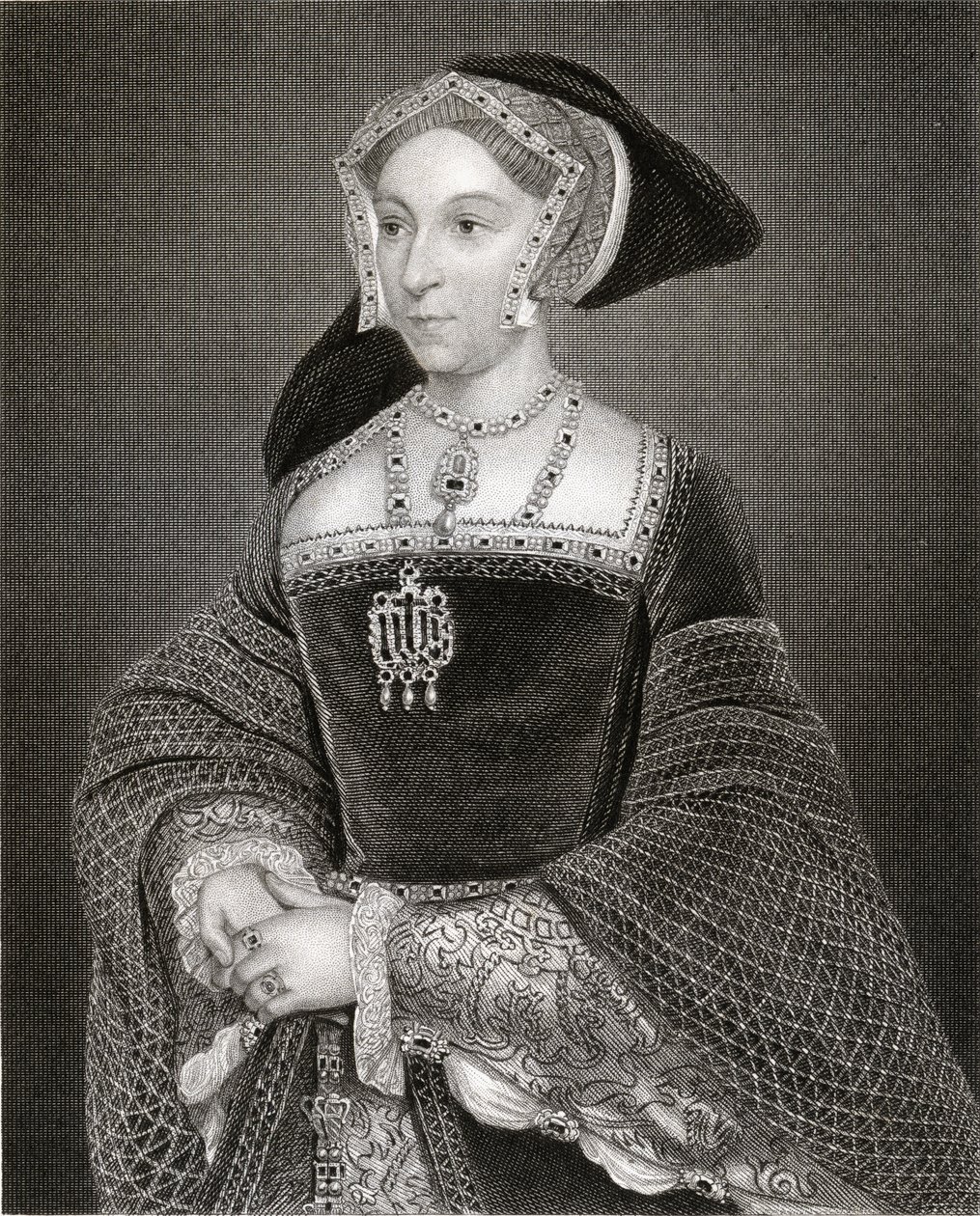 Jane Seymour（c.1509-37）的肖像来自&39;Lodge&39;s British Portraits&39;，1823年 作者 小汉斯·霍尔拜因