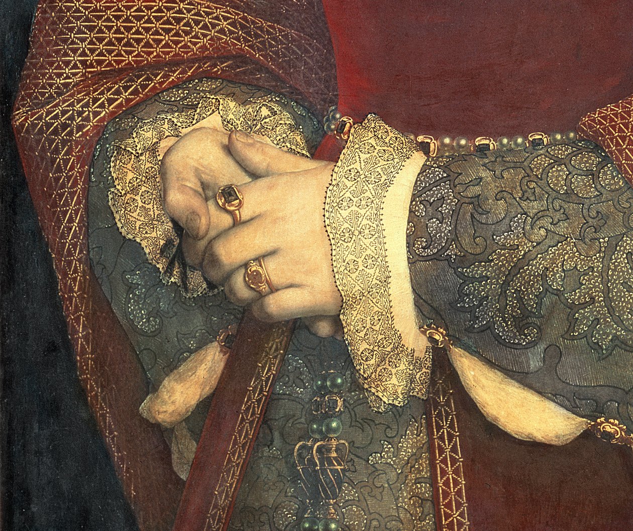 Jane Seymour的肖像，1536年（细节32610） 作者 小汉斯·霍尔拜因