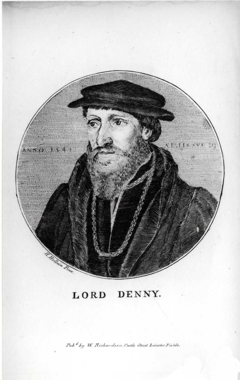 1541年，Anthony Denny爵士（1501-49）的肖像，由W. Richardson雕刻 作者 小汉斯·霍尔拜因