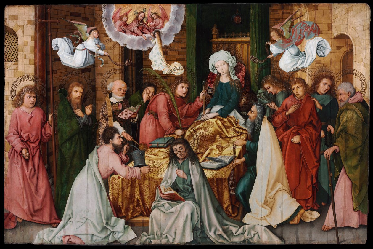 Dormition de la Vierge Marie - 《圣母降临》 - Holbein, Hans, the Elder (1465-1524) - 1492 - 木板油画 - 150x 228,5 - 布达佩斯Szepmuveszeti博物馆 作者 汉斯·霍尔拜恩