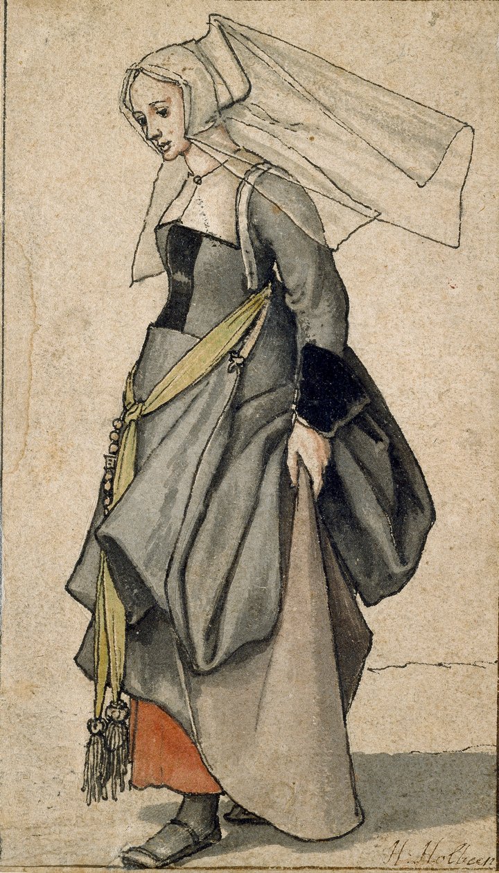 穿着现代服装的年轻英国妇女形象，1532-1543年 作者 小汉斯·霍尔拜因