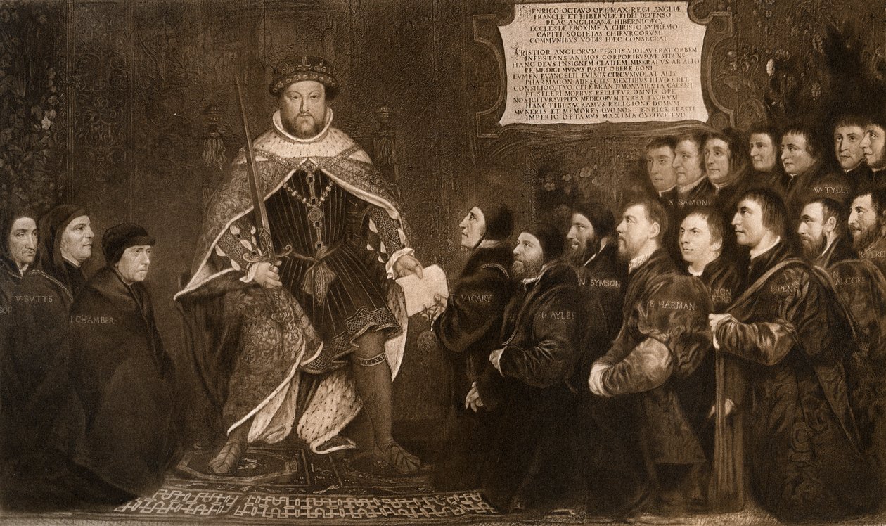 亨利八世（Henry VIII），《理发师和外科医生协会章程》，1902年，1541年。 作者 小汉斯·霍尔拜因