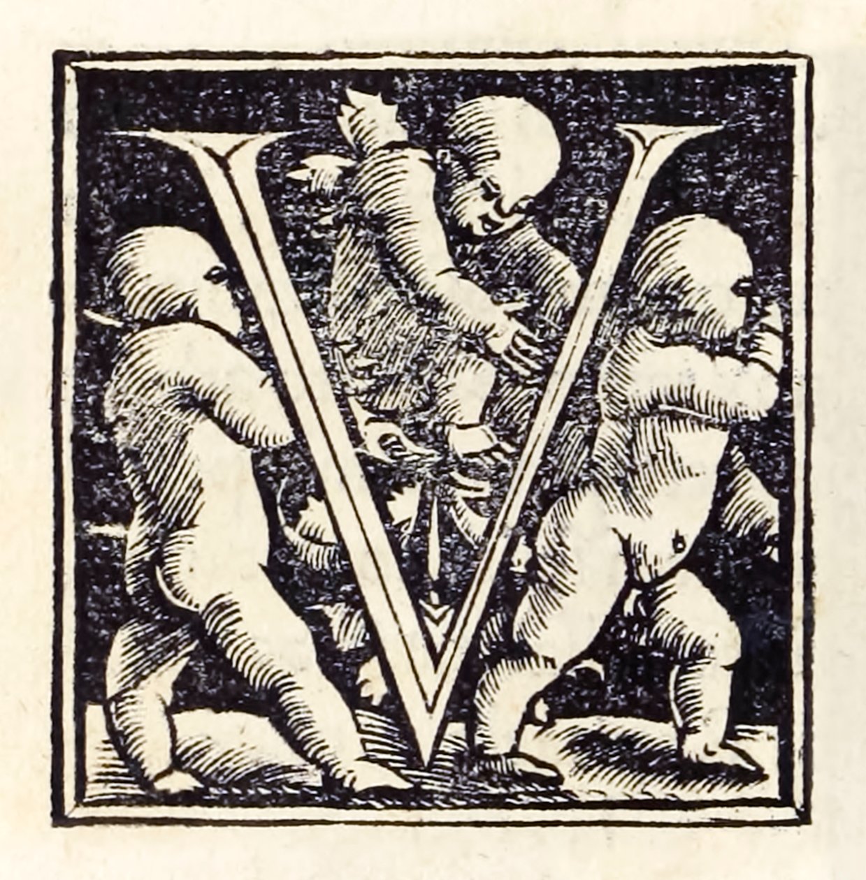 Illuminated "V" from the 1518 Basel third edition of 