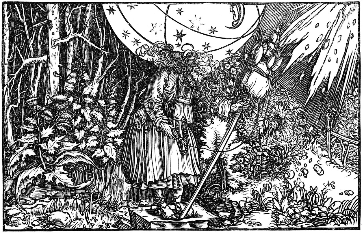 纺纱的女巫或仙女老妇人，1547年 作者 小汉斯·霍尔拜因