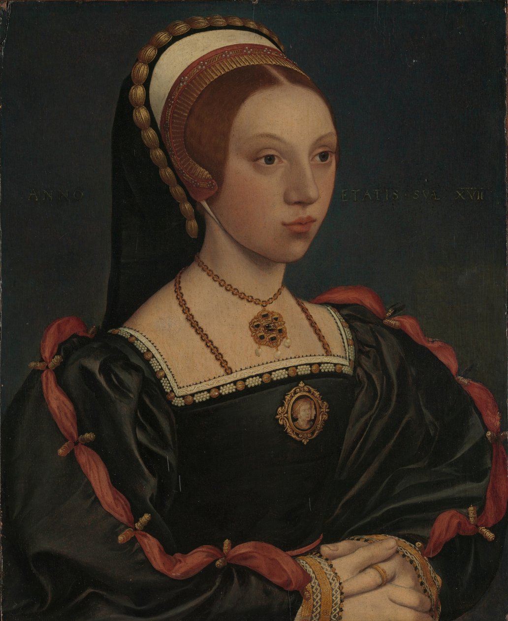 凯瑟琳·霍华德，年轻女子的画像。 1540-1545 作者 小汉斯·霍尔拜因